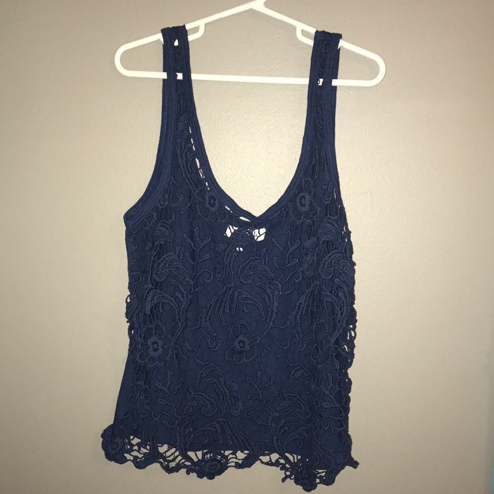 Navy blue lace tank top